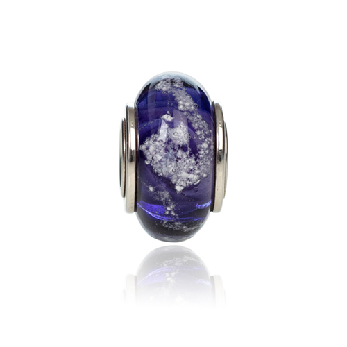 Purple Cremation Glass Charm Bead
