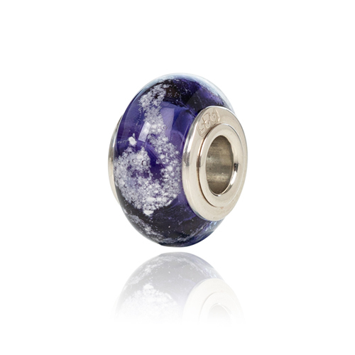 Purple Cremation Glass Charm Bead
