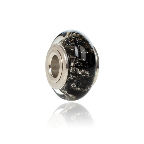 Black Cremation Glass Charm Bead