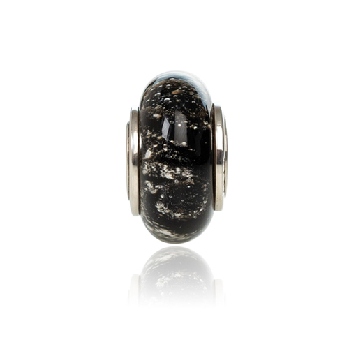 Black Cremation Glass Charm Bead