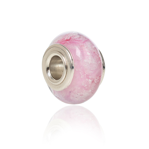 Pink Cremation Glass Charm Bead