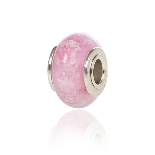 Pink Cremation Glass Charm Bead