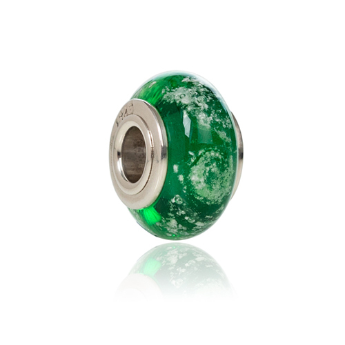 Green Cremation Glass Charm Bead