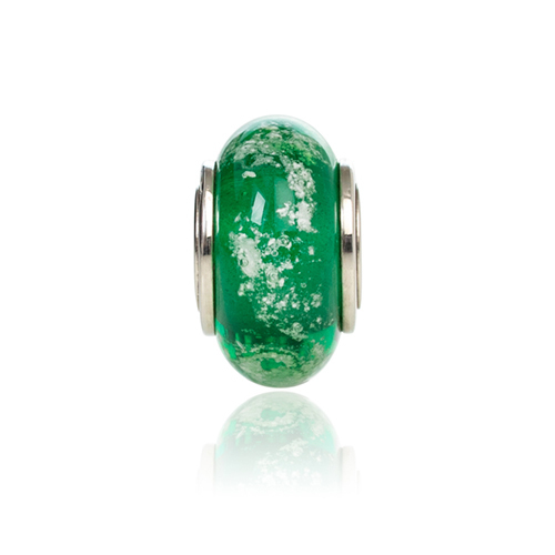 Green Cremation Glass Charm Bead