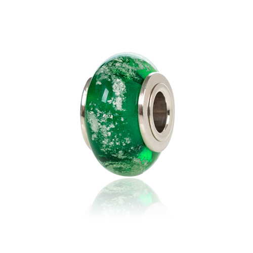Green Cremation Glass Charm Bead