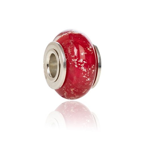 Red Cremation Glass Charm Bead