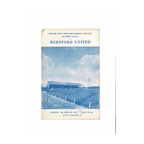1963/64 Bedford Town v Hereford United Football Programme