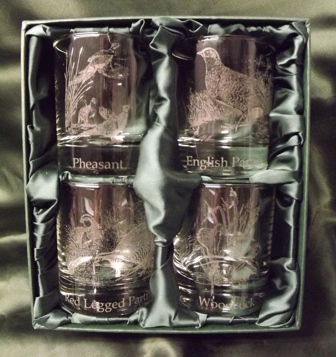 Engraved Whisky Glasses x 4