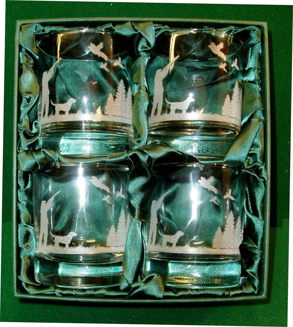 Engraved Whisky Glasses x 4