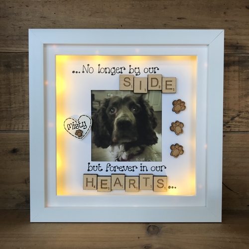 LED “ no longer by our side “ pet memorial frame