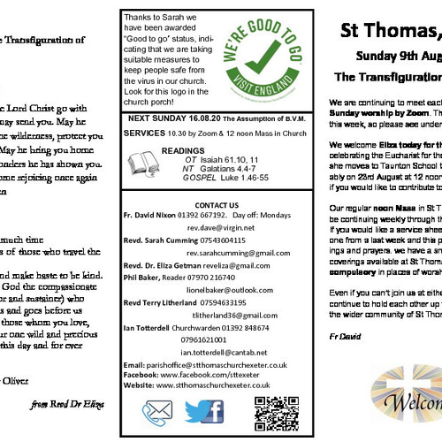 Pew Sheet | The Parish of St Thomas, Exeter