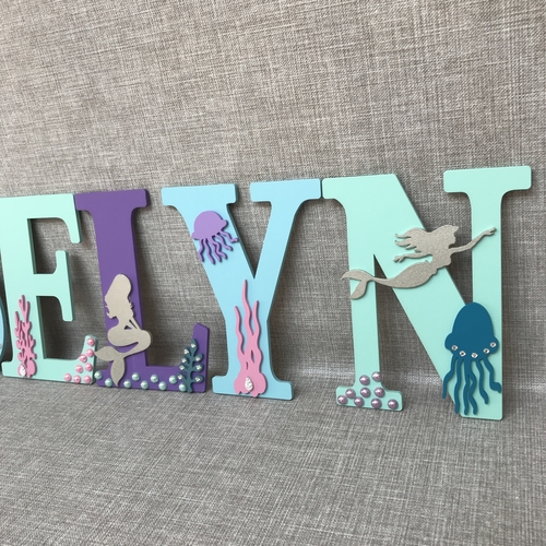 Personalised Mermaid Name Letters – Girls Bedroom & Nursery Wall Decor