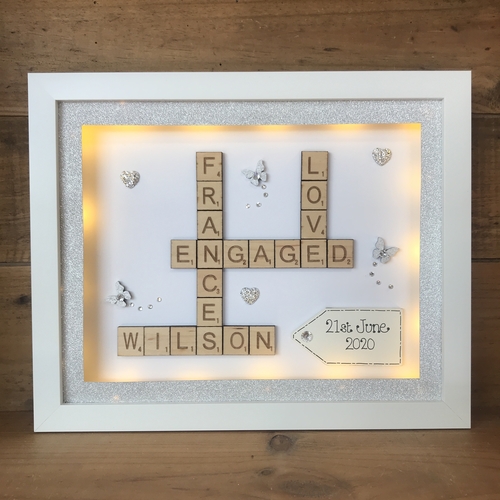 LED Engagement Scrabble Name Box Frame