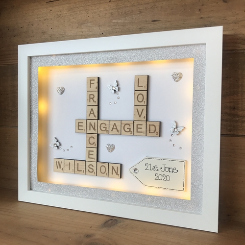 LED Engagement Scrabble Name Box Frame