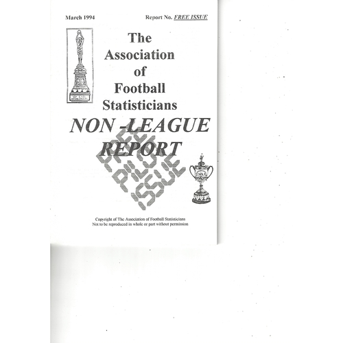 The Association of Football Statisticians Non League Report March 1994