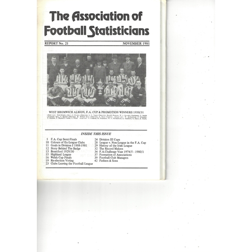The Association of Football Statisticians Report No. 21