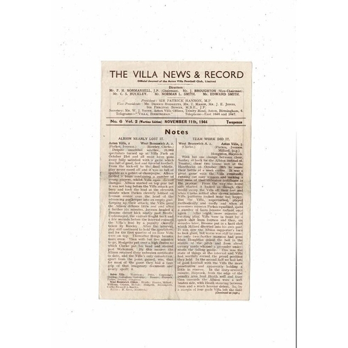 1944/45 Aston Villa v Port Vale Football Programme
