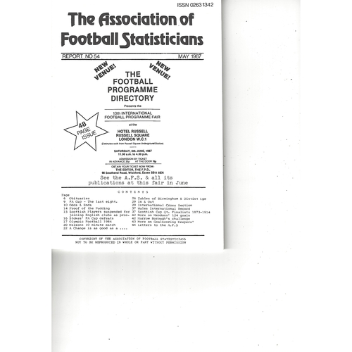 The Association of Football Statisticians Report No. 54