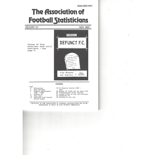 The Association of Football Statisticians Report No. 57