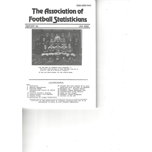 The Association of Football Statisticians Report No. 58