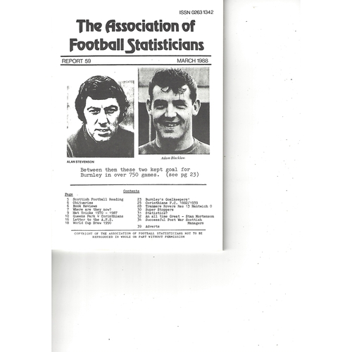 The Association of Football Statisticians Report No. 59