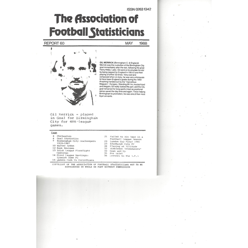 The Association of Football Statisticians Report No. 60