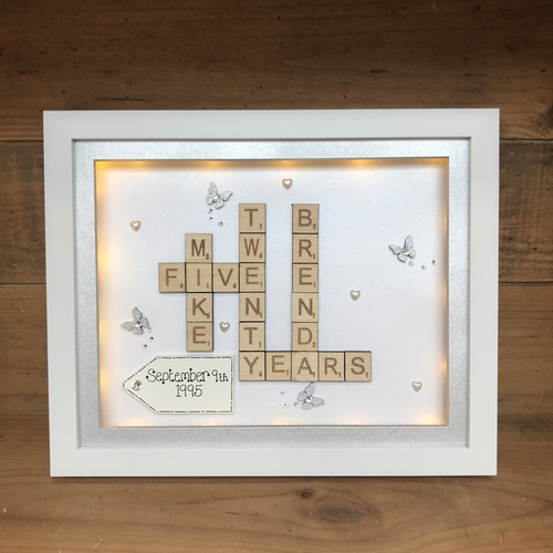 Customised Scrabble Family Name Box Frame with optional LED Lights | Personalised  Anniversary Gift