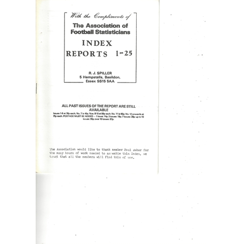 The Association of Football Statisticians Index Reports 1-25