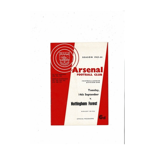 1965/66 Arsenal v Nottingham Forest Football Programme + Press cuttings