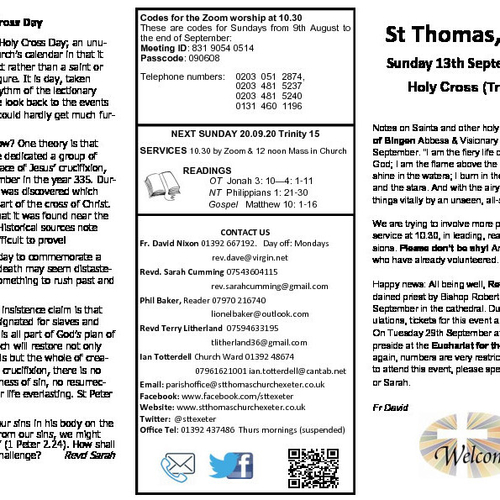 Pew Sheet | The Parish of St Thomas, Exeter