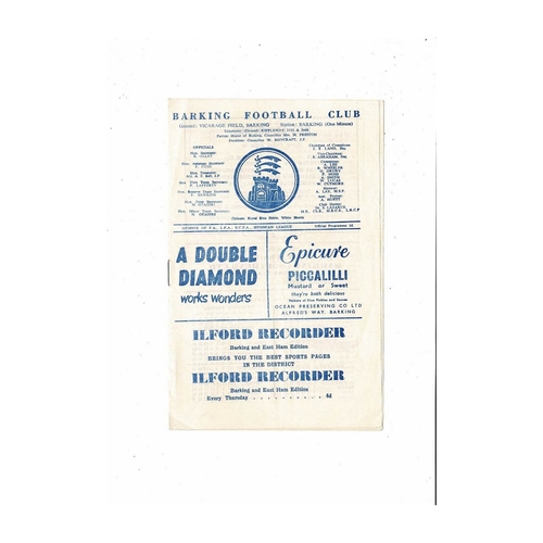 1960/61 Barking v Ilford Football Programme