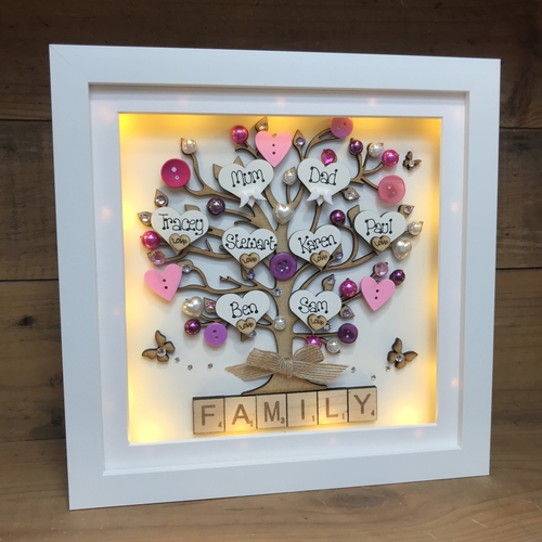 “Hearts & Buttons” Family Tree Frame