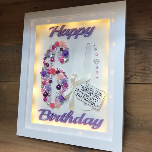 LED Happy 60 th birthday frame