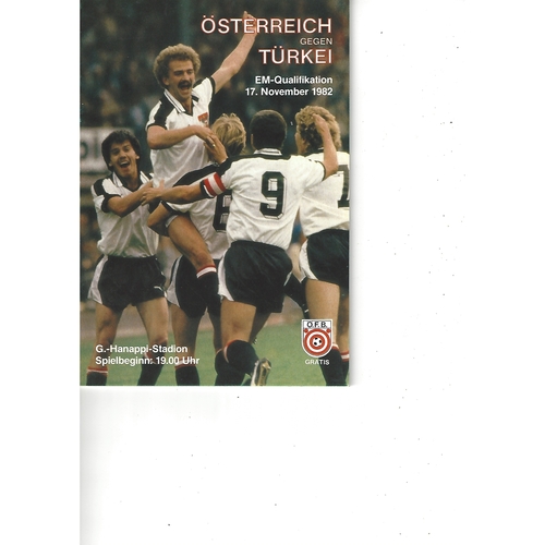 Austria v Turkey Football Programme 1982