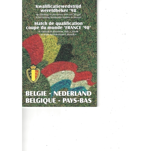 Belgium v Holland Football Programme 1996