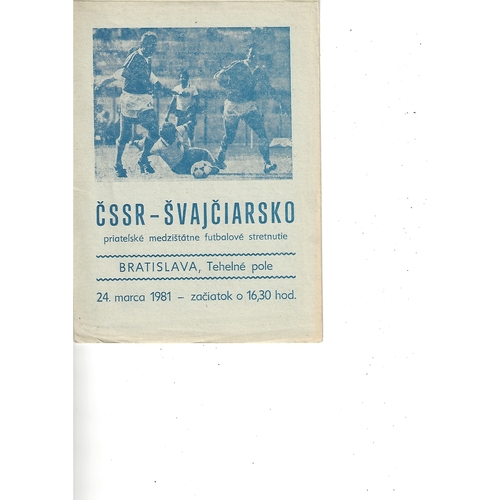 Czechoslovakia v Switzerland Football Programme 1981
