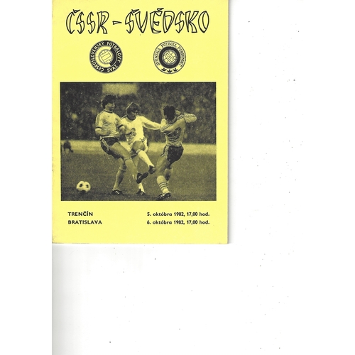 Czechoslovakia v Sweden Football Programme 1982
