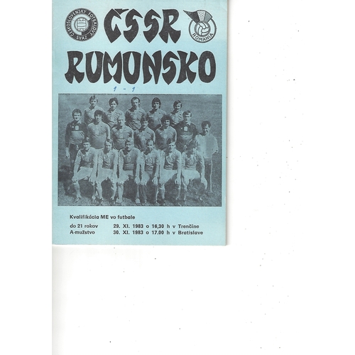 Czechoslovakia v Romania Football Programme 1983