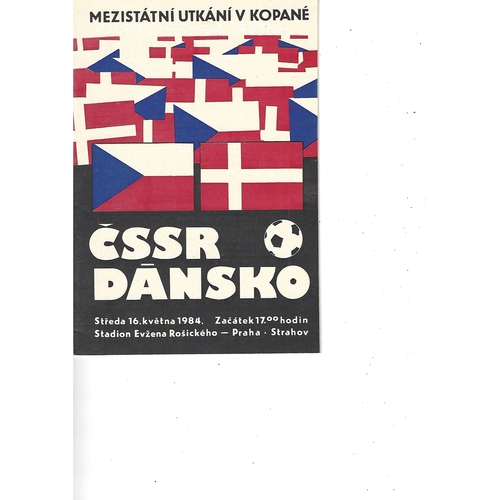 Czechoslovakia v Denmark Football Programme 1984