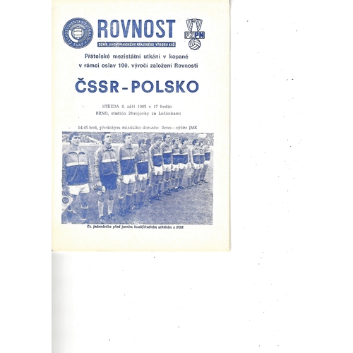 Czechoslovakia v Poland Football Programme 1985
