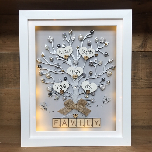 Large “ pretty with pearls “ family tree frame