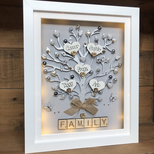 Large “ pretty with pearls “ family tree frame