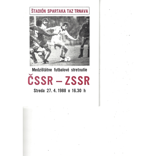 Czechoslovakia v Russia Football Programme 1988