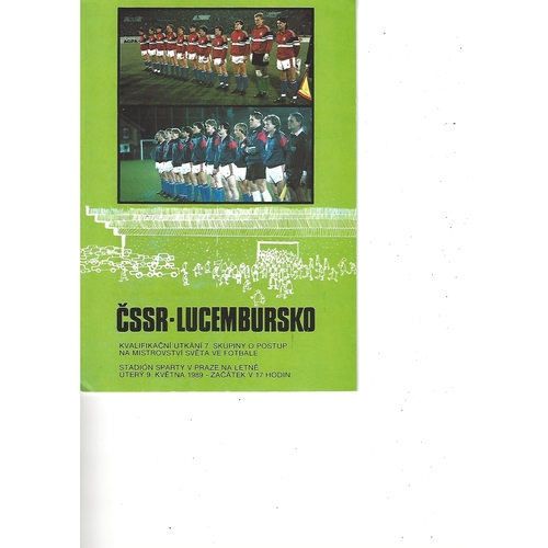 Czechoslovakia v Luxembourg Football Programme 1989