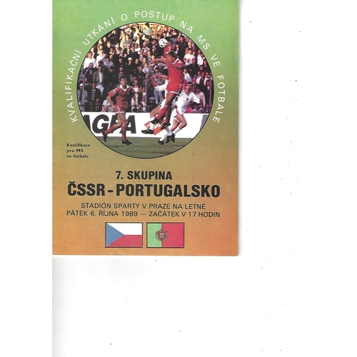 Czechoslovakia v Portugal Football Programme 1989
