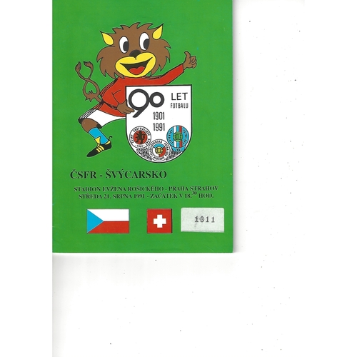 Czechoslovakia v Switzerland Football Programme 1991