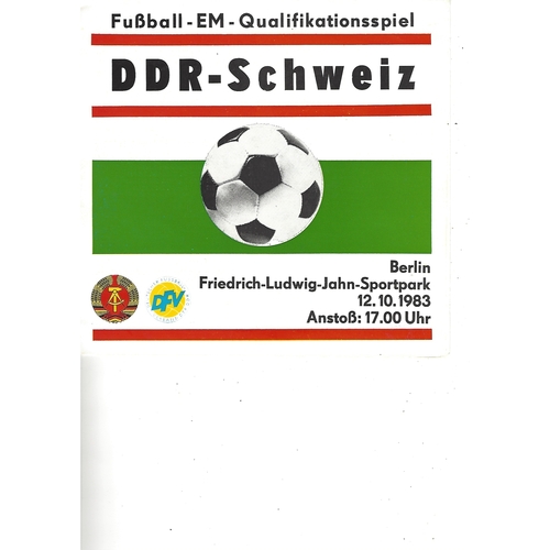 East Germany v Switzerland Football Programme 1983