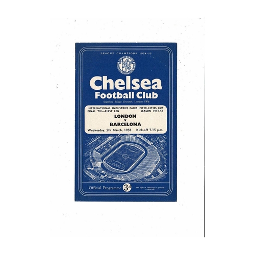 1958 London v Barcelona Inter Cities Fairs Cup Final Football Programme @ Chelsea