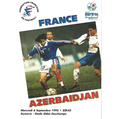 France v Azerbaijan Football Programme 1995