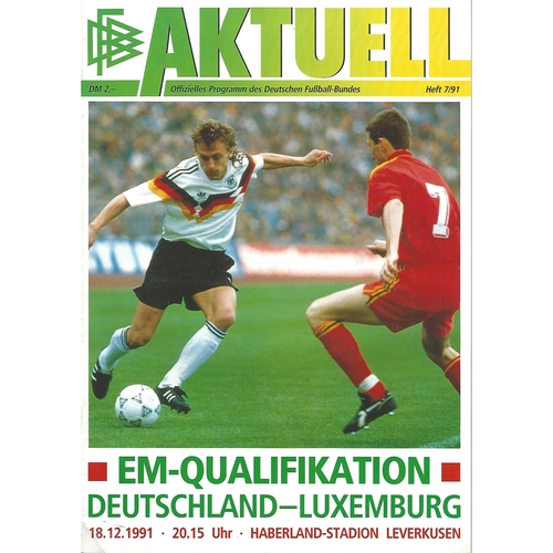 Germany v Luxembourg Football Programme 1991
